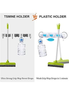 MIXDE Stainless Steel Broom and Mop Holder Wall Mount - Heavy Duty Organizer for Bathroom, Kitchen, Office, Closet, Garden - 3 Racks, 4 Hooks  - Image 5