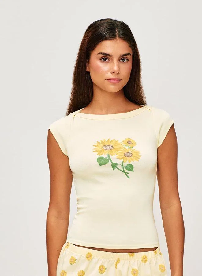 Undiz Short sleeve printed jersey t-shirt with sunflowers