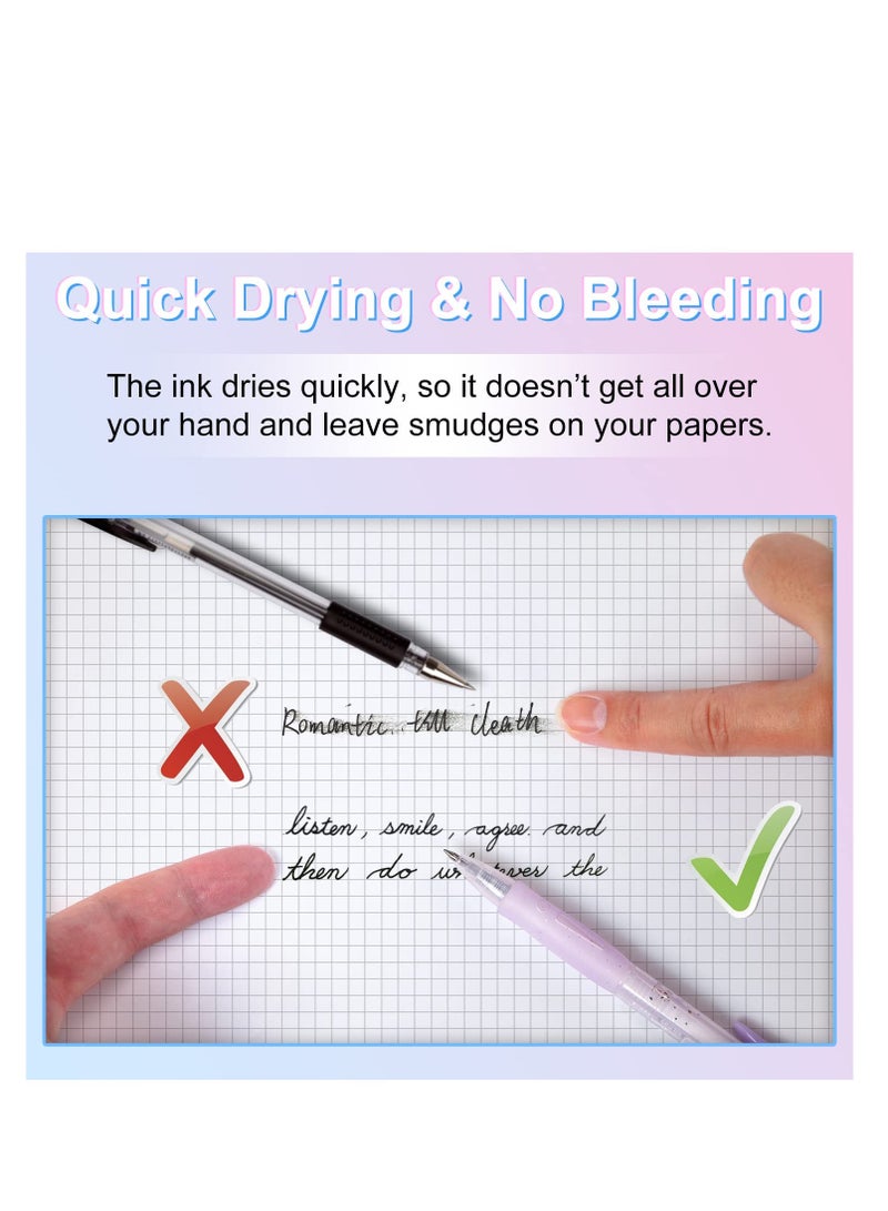 SYOSI أقلام حبر جل، 12 قطعة أقلام حبر سوداء نقطة رفيعة كتابة سلسة 0.5 مم قابلة للسحب، أفضل أقلام جمالية لطيفة لتدوين الملاحظات والرسم دون تسرب أو تلطيخ - Image 3