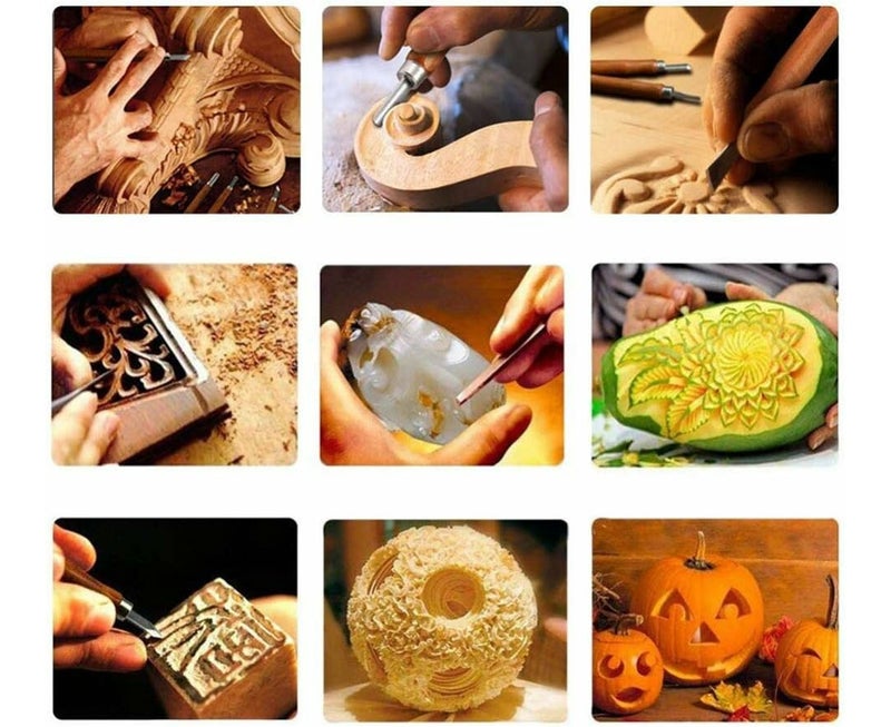 Wood Carving Set with Whetstone and Storage Bag (12Pcs) - Image 4