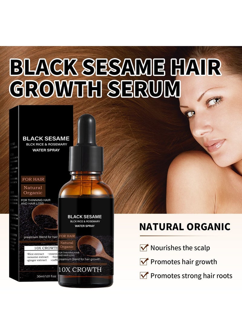 EELHOE Black Sesame Hair Growth Serum, Black Sesame Oil for Hair, Black Sesame Black Rice u0026 Rosemary Water Spray, Black Sesame Serum 10X Hair Growth, Hair Growth Oil Black Castor Oil, Sesame Seeds 30ml - Image 3