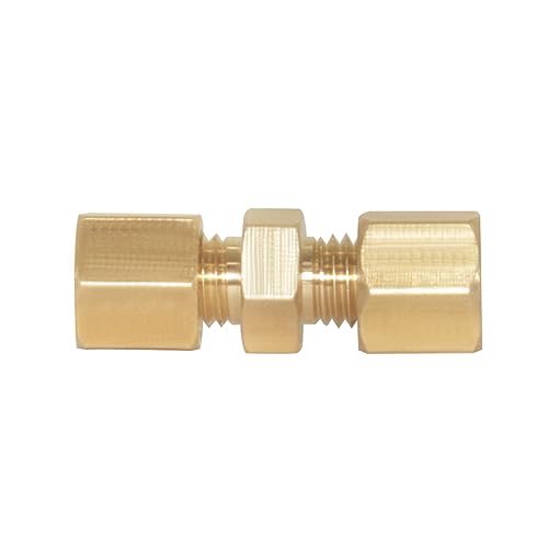 Uenede 6PCS Brass Compression Tube Fitting, Union, 3/16" Tube OD x 3/16" Tube OD Coupler Connector Pipe Fittings - Image 3