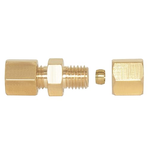 Uenede 6PCS Brass Compression Tube Fitting, Union, 3/16" Tube OD x 3/16" Tube OD Coupler Connector Pipe Fittings - Image 2