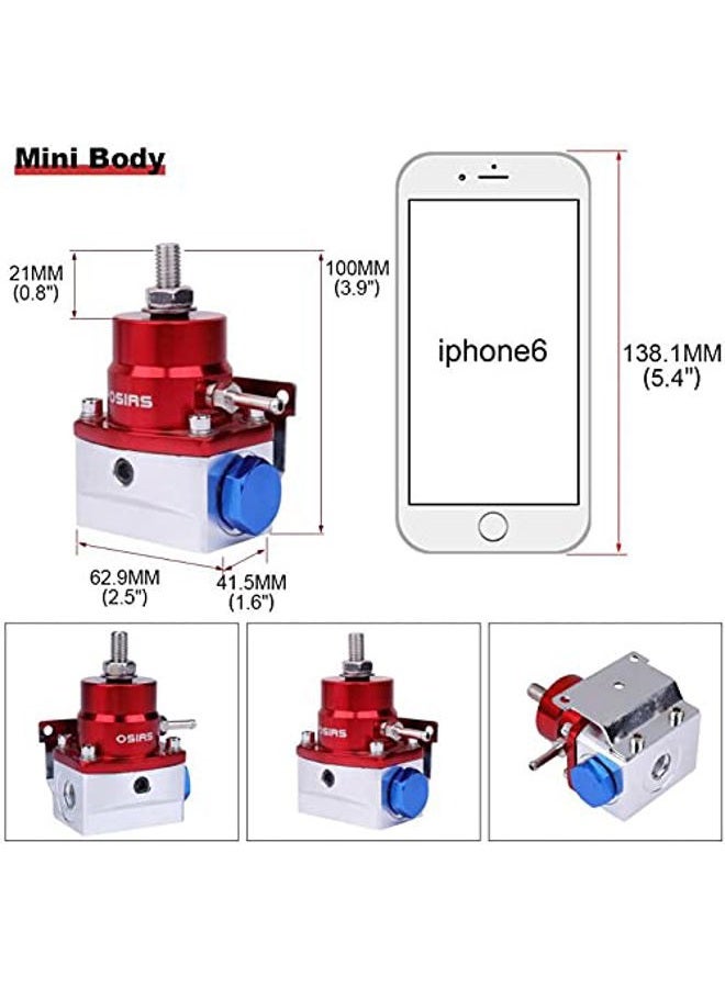 OSIAS Universal Adjustable Fuel Pressure Regulator Kit +160 Psi Pressure Gage AN6 Fitting Connectors Kit Red&Sliver … - Image 5