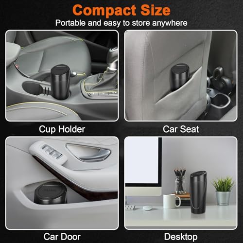 Kincown Car Trash Can 2 Packs Mini Car Trash Bin with Lid Leakproof Cup Holder Car Garbage Can with 60 Trash Bags Vehicle Front Back Seat Organizers and Storage for Car Home Office Black - Image 3