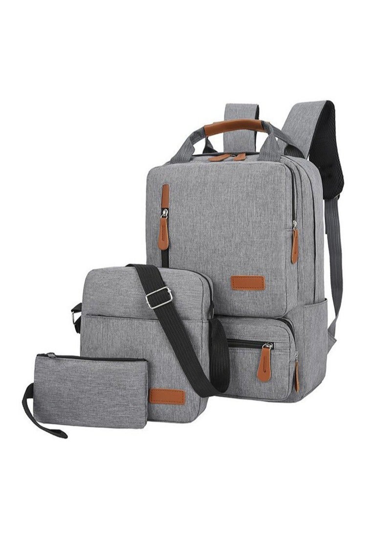 3-Piece School Travel Backpack SetWomen Men Laptop Backpack Shoulder Bag Small Pocket for Travel School Business Work College - Image 1