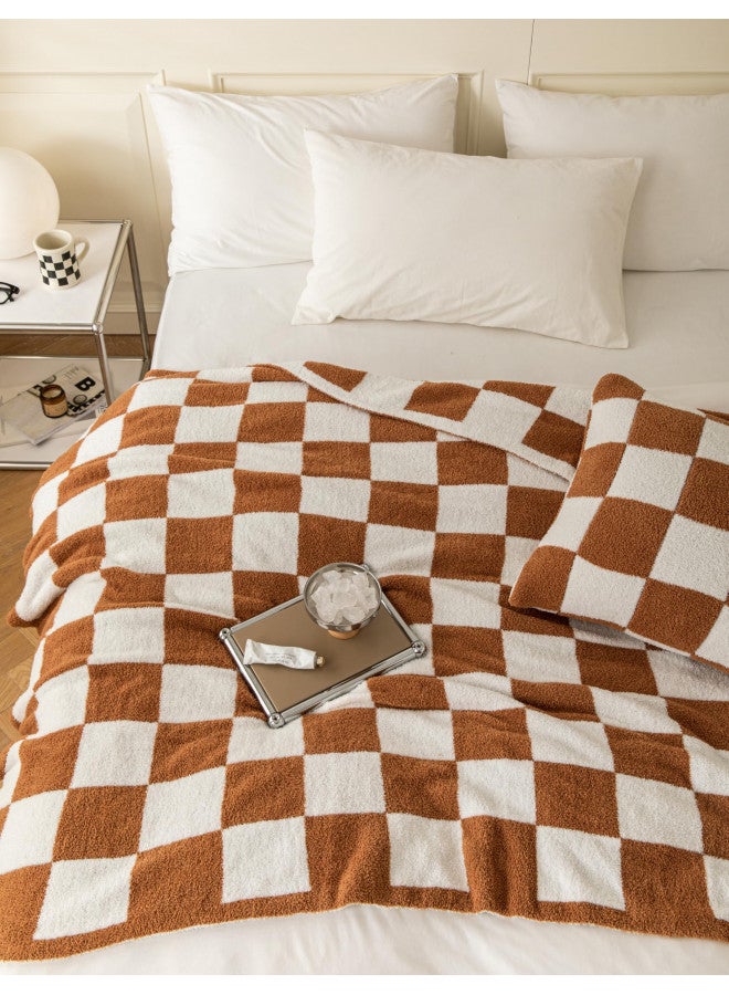 REPRECONF Ultra-Soft Buffalo Checkerboard Grid Fluffy Microfiber Knitted Throw Blanket Super Cozy Lightweight Checkered Bed Blanket for Sofa Couch Bed Khaki 51"X63" - Image 2