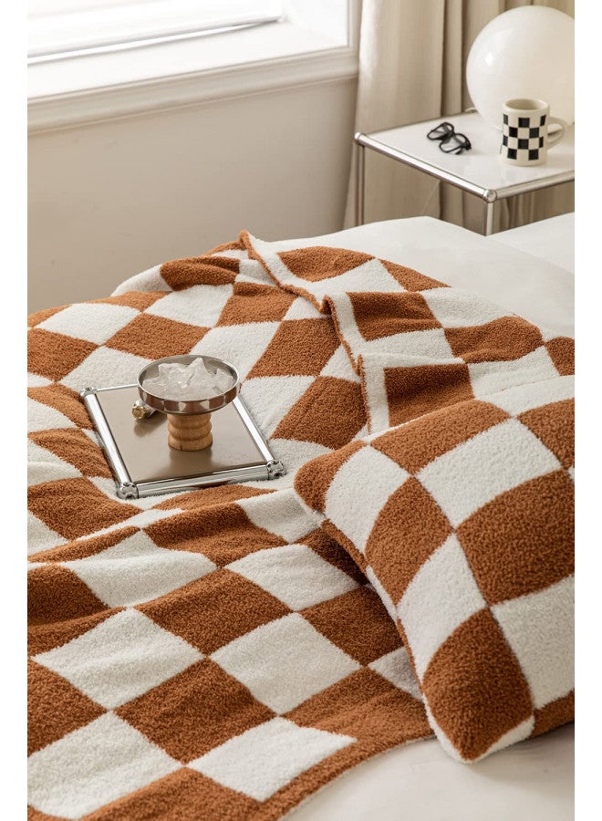 REPRECONF Ultra-Soft Buffalo Checkerboard Grid Fluffy Microfiber Knitted Throw Blanket Super Cozy Lightweight Checkered Bed Blanket for Sofa Couch Bed Khaki 51"X63" - Image 3