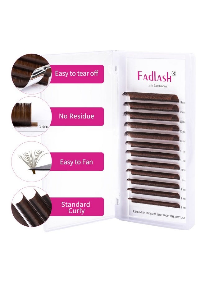 FADLASH - Colored Lash Extensions Dark Brown Lash Extensions Easy Fan Volume Lashes C/D Curl Volume Lash Extensions 0.07 Fadlash Self Fanning Eyelash Extension Supplies (Dark Brown0.07D 814Mm) - Image 1