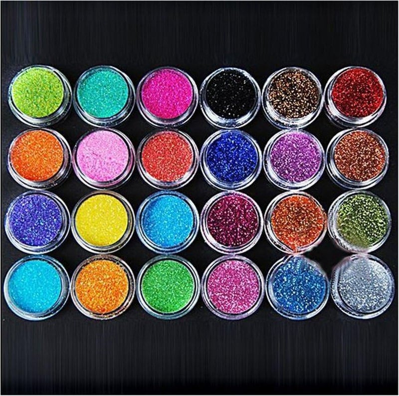 24 Colors Nail Art Make Up Glitter Shimmer Dust Powder Decoration