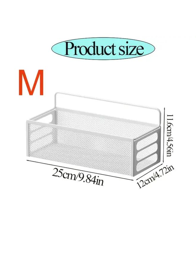White Wall Mounted Metal Storage Rack With Drainage For Bathroom Kitchen - Image 3