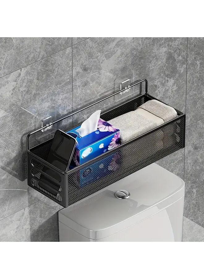 White Wall Mounted Metal Storage Rack With Drainage For Bathroom Kitchen - Image 5