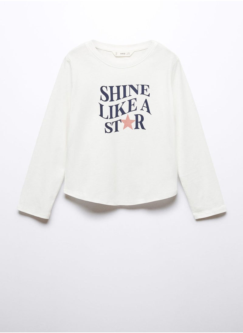 MANGO - Kids Text Print T-Shirt - Image 1