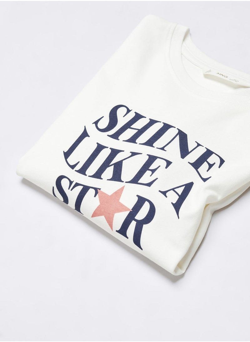 MANGO - Kids Text Print T-Shirt - Image 1