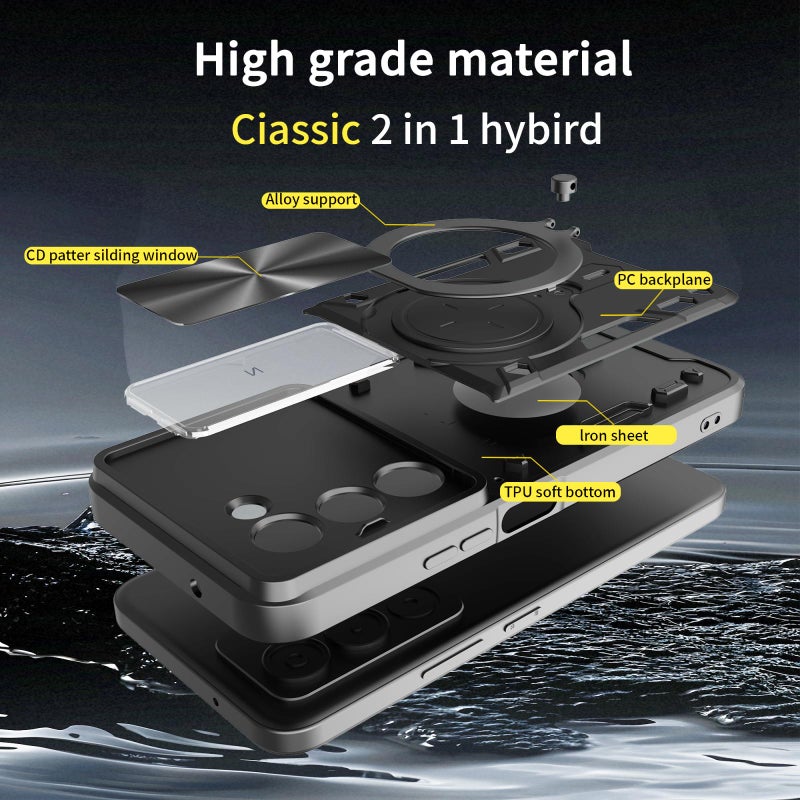 إيروريكس جراب هاتف Redmi 15 5G / 4G EU 171 مم CD Texture Sliding Camshield حامل مغناطيسي (أرجواني) - Image 5