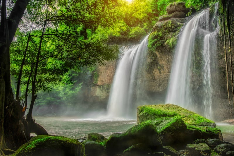 5 Ace Waterfall scenery Sticker Poster|Beautifull waterfall|Home decor sticker Poster|size:12x18 inch,multicolor - Image 1