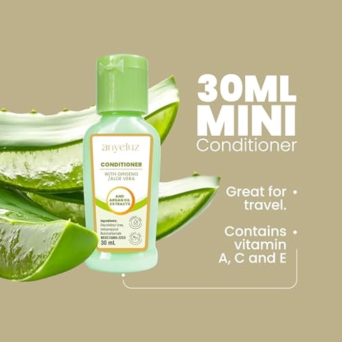 ANYELUZ Aloe Vera Argan Oil Conditioner Duo Pack, Full Size + Travel Bottle, Hydrating Nourishing Formula, Detangler for All Hair Types - Image 5