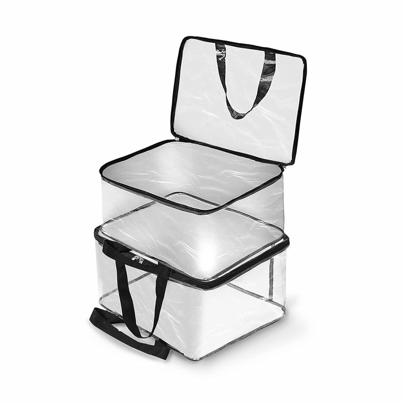SOLSTICE Pack Of 2 Transparent Storage Bag For Saree CoversClothesLehengaBlanketsBedsheetsToysDocsWardrobe OrganizerClear Storage Box BagPack Of2Plastic40x32x22 Cm - Image 1
