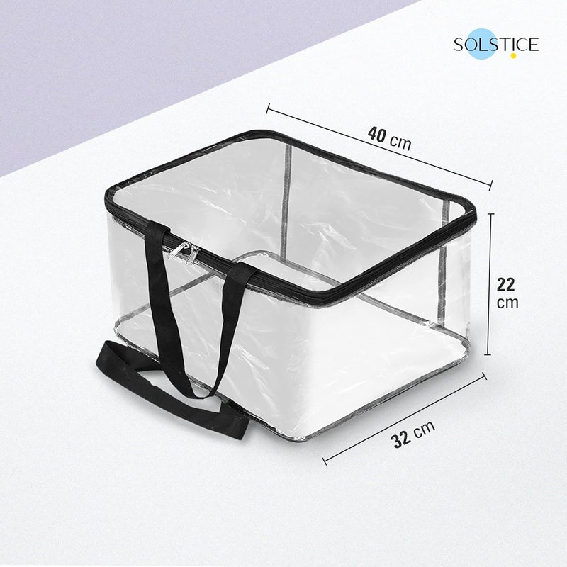 SOLSTICE Pack Of 2 Transparent Storage Bag For Saree CoversClothesLehengaBlanketsBedsheetsToysDocsWardrobe OrganizerClear Storage Box BagPack Of2Plastic40x32x22 Cm - Image 2