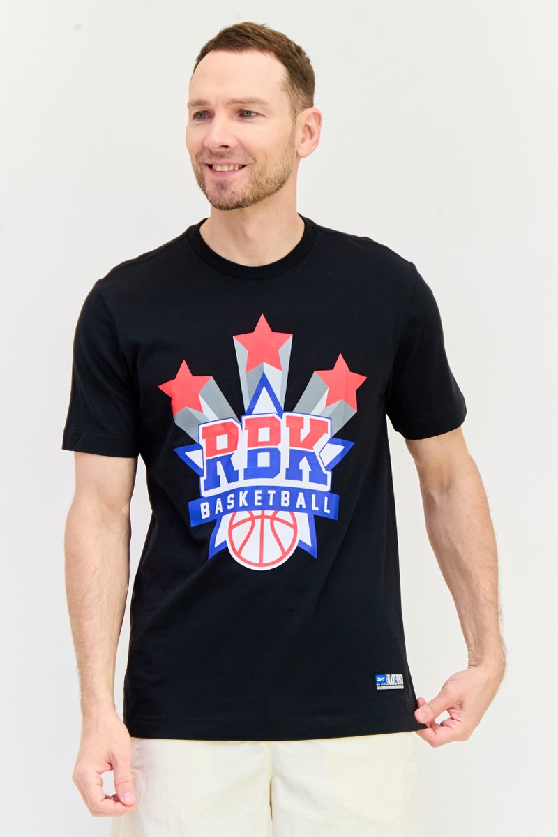 Reebok تي شيرت رياضي للرجال بأكمام قصيرة مناسب في الهواء الطلق، أسود - Image 1