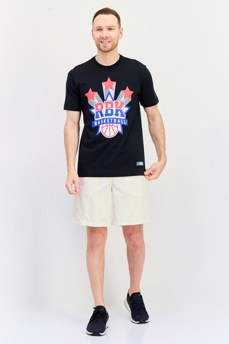 Reebok تي شيرت رياضي للرجال بأكمام قصيرة مناسب في الهواء الطلق، أسود - Image 4