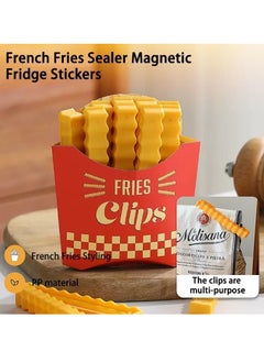 12 pieces of food bag closure clips with potato box shape, 12 closure clips for storage bags and snack and food bags with fridge holder in the form of a potato box