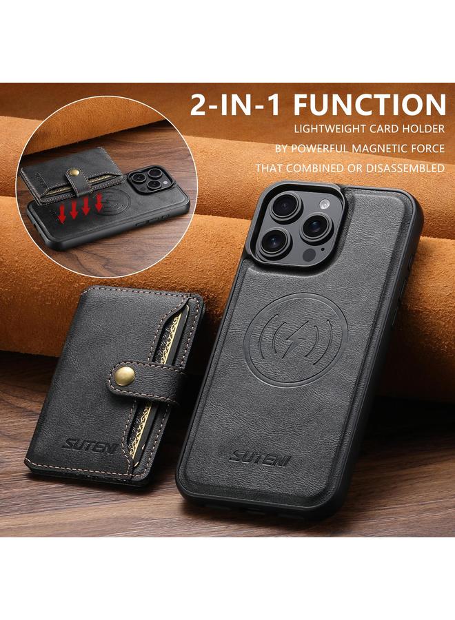 Suteni Case For iPhone 13 M4 Magnetic Card Bag MagSafe Leather Phone Case - Image 2