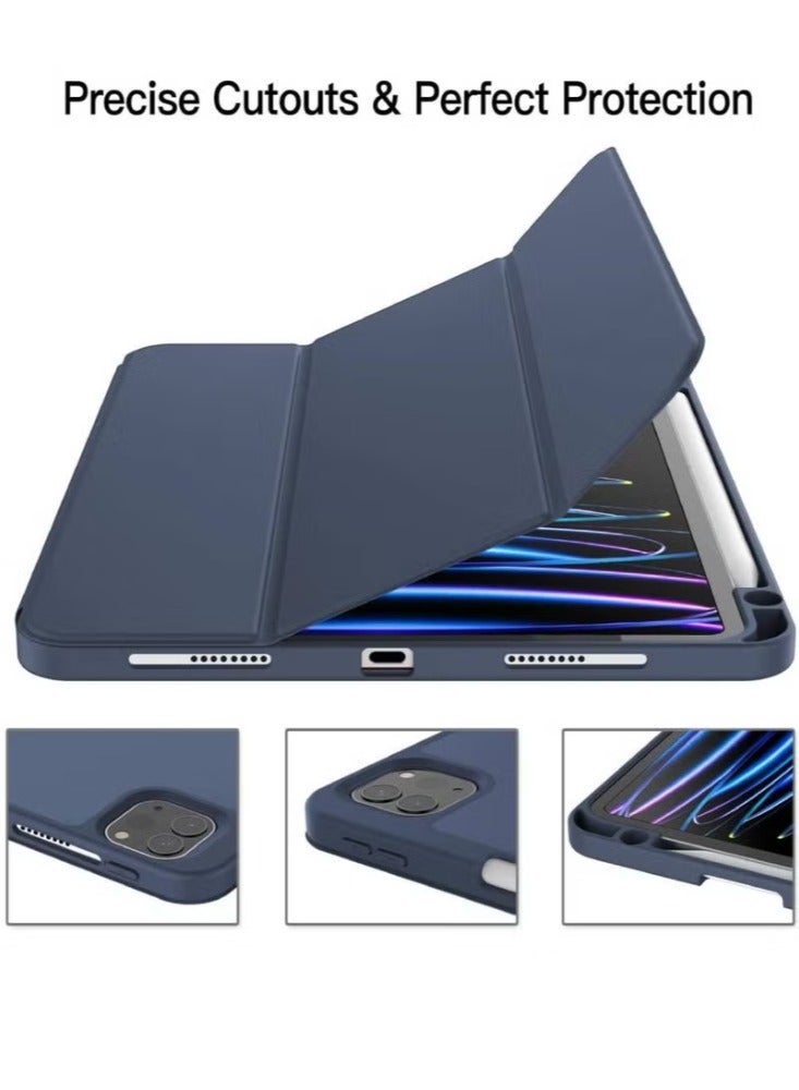 Dreamzon Case For iPad Pro 11 Inch (2022/2021/2020 Model) With Tempered Glass Screen Protector, Slim Tablet Cover With Soft TPU Back, Auto Wake/Sleep (Blue) - Image 2