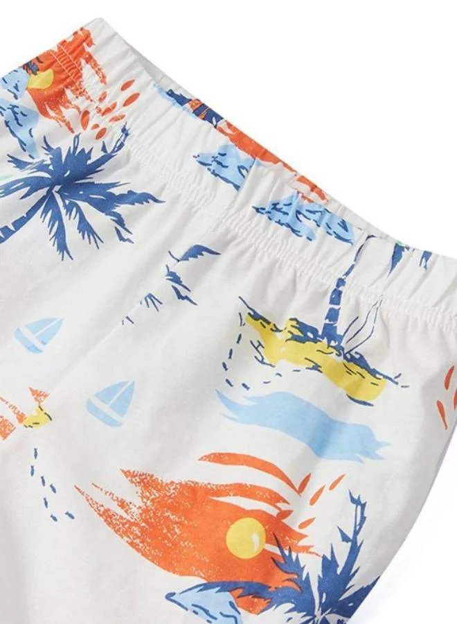 يونيكي Yellow Crew Neck Short Sleeve Printed Tshirt & Shorts