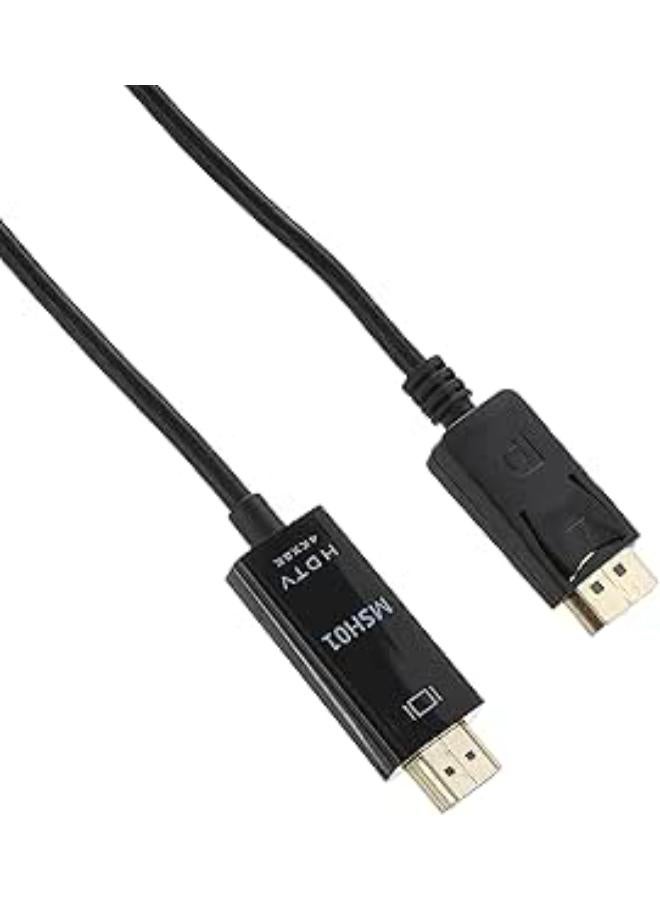 Exon X1063 DisplayPort DP to HDMI Adapter Cable Cord 1.8m Support Resolution HD 1080P/2K/4K Video Converter Cable for PC - Laptop - HDTV Projector - PS4/5-1.8Meters - Black 