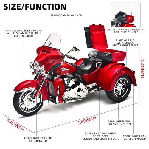 NOVAFUSION Kids Motorcycles Toy 19 CVO Diecast Motorcycle Model Kits for AdultsPull Back Toddler Motorcycle with Lights and SoundsToy Motorcycles for Kids Ages 48Red - Image 5