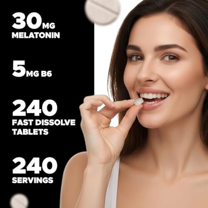 Vitabod Melatonin 30 mg with Vitamin B6 – 240 Fast Dissolve Tablets High-Potency Sleep Support – Drug-Free, Natural Citrus Flavor – Vegetarian, Non-GMO, Gluten-Free - Image 5