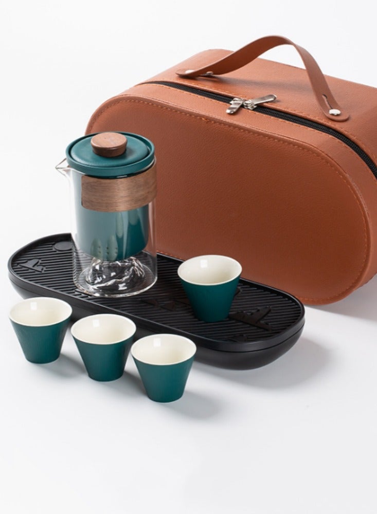 Mountain View Simple Glass Quick Cup Portable Travel Kung Fu Tea Set Outdoor Camping Car Storage Bag - Image 1