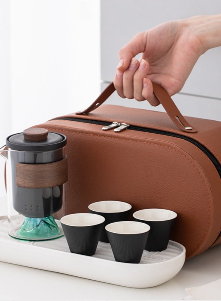 Mountain View Simple Glass Quick Cup Portable Travel Kung Fu Tea Set Outdoor Camping Car Storage Bag - Image 4
