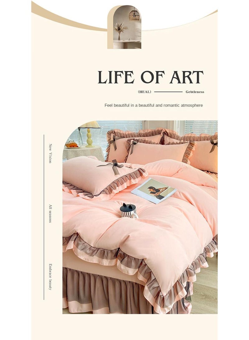 General Simple Solid Color Washable Bed Sheet And Duvet Cover Set  - Image 3