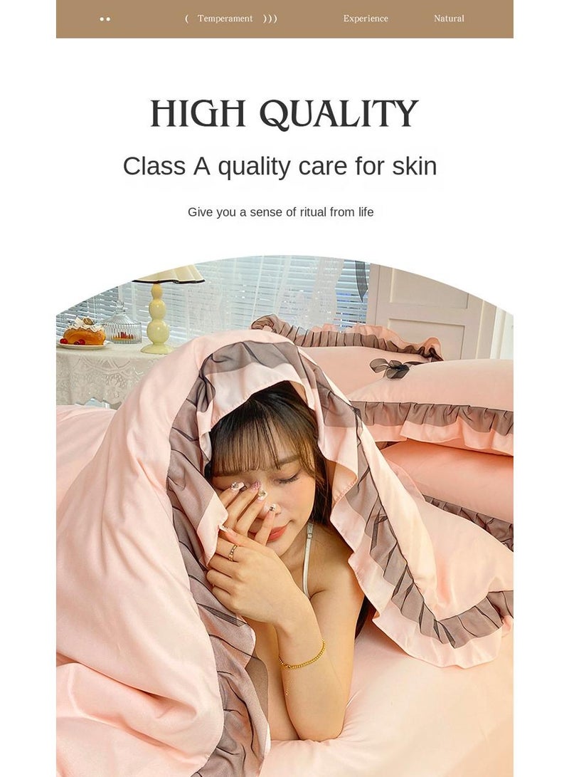 General Simple Solid Color Washable Bed Sheet And Duvet Cover Set  - Image 4