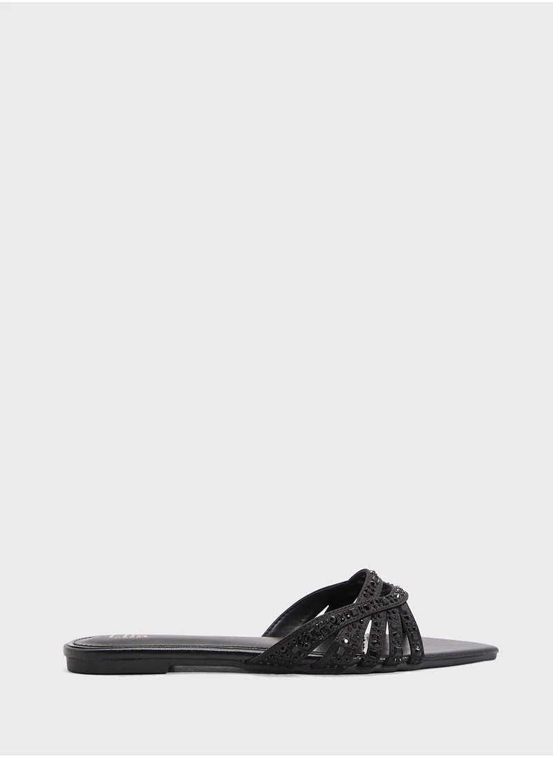 Ella Limited Edition Diamante Pointed Toe Flat Sandal