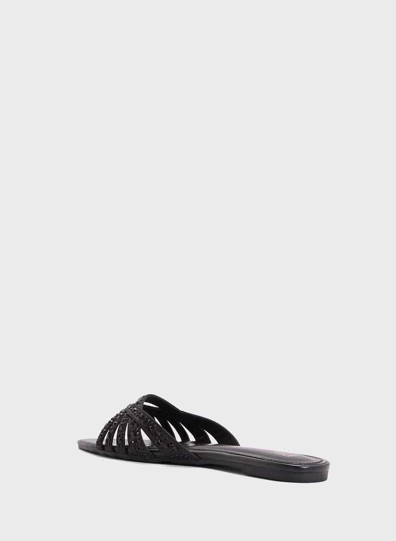 Ella Limited Edition Diamante Pointed Toe Flat Sandal  - Image 2