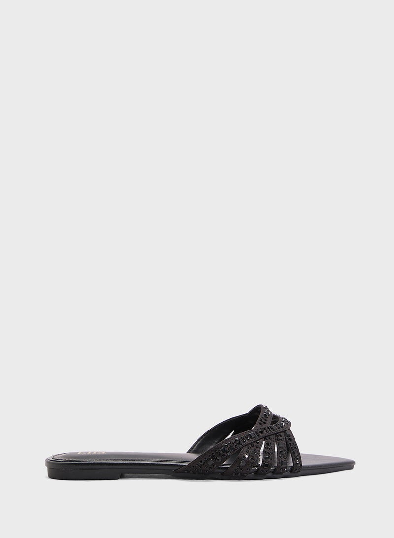 Ella Limited Edition Diamante Pointed Toe Flat Sandal  - Image 1