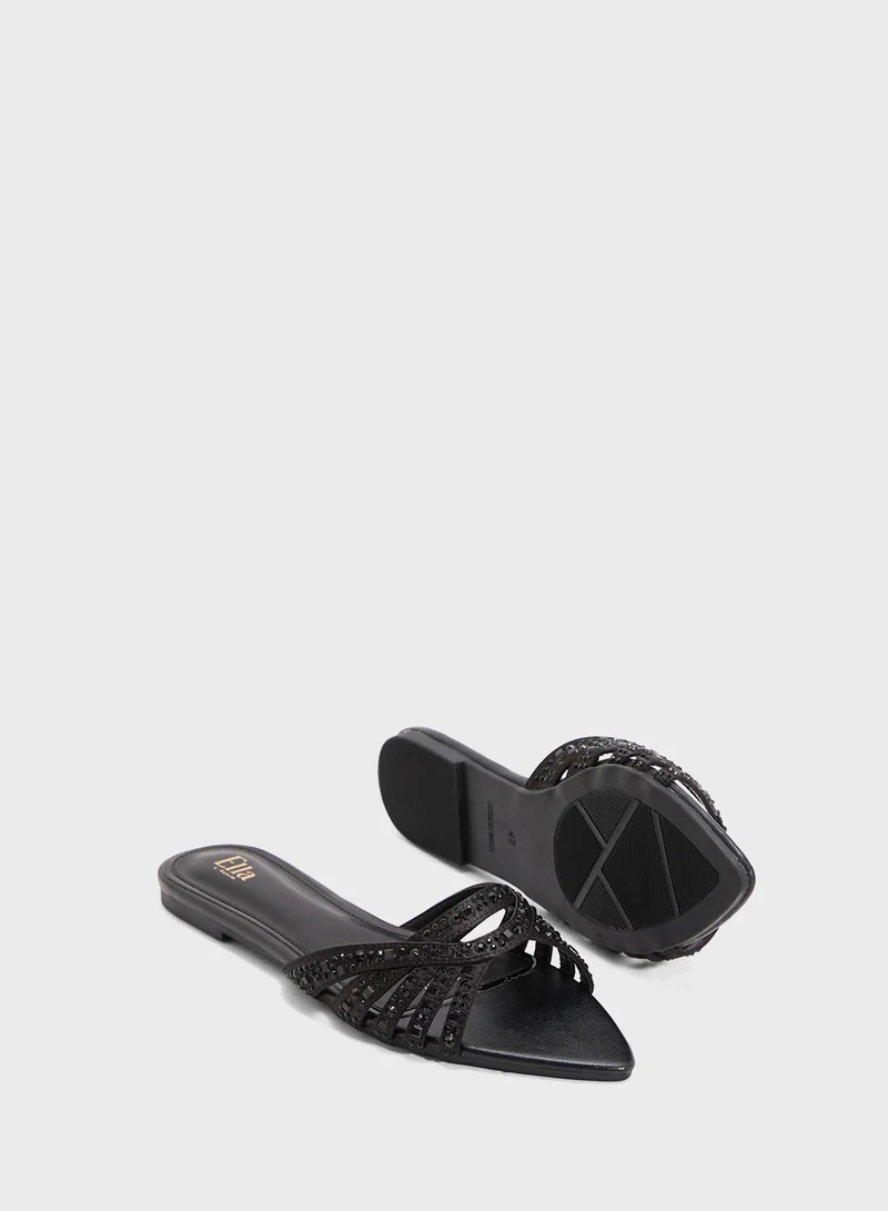 Ella Limited Edition Diamante Pointed Toe Flat Sandal