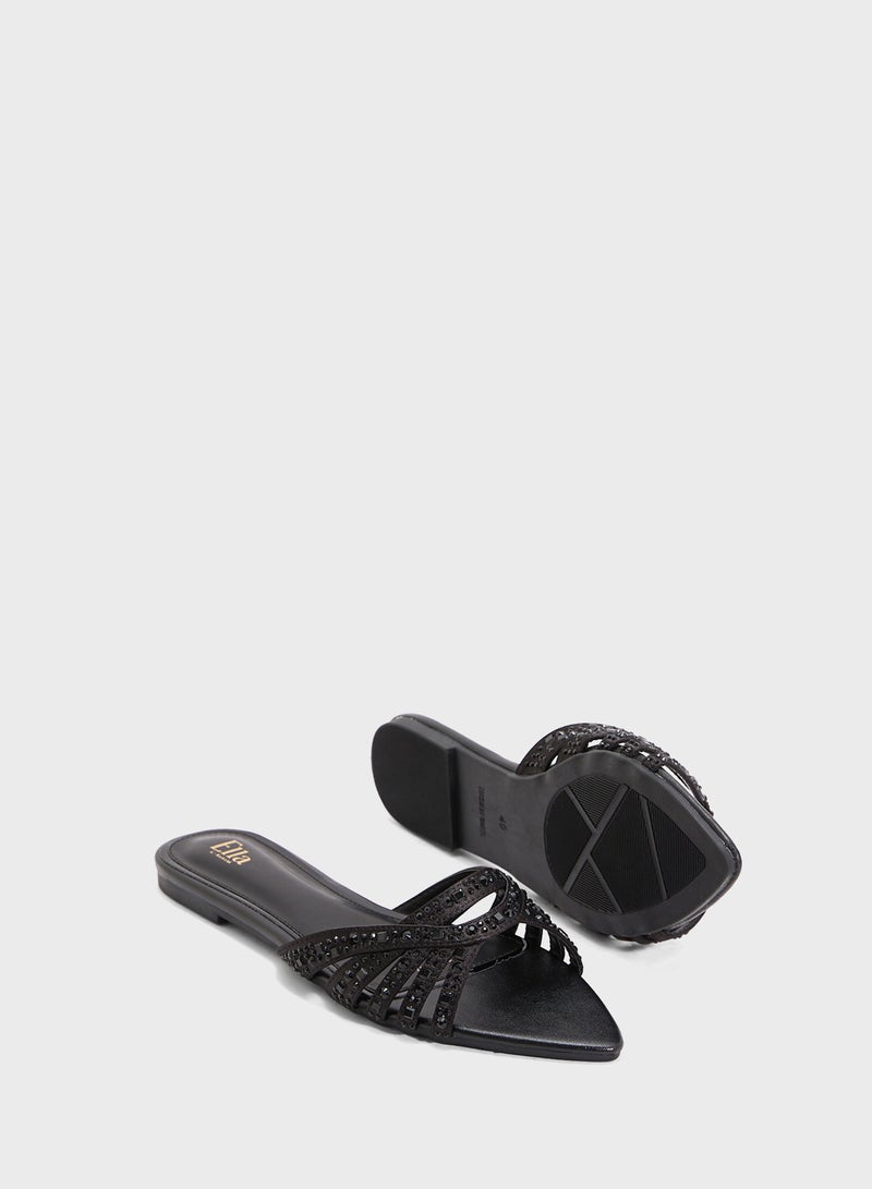 Ella Limited Edition Diamante Pointed Toe Flat Sandal  - Image 3