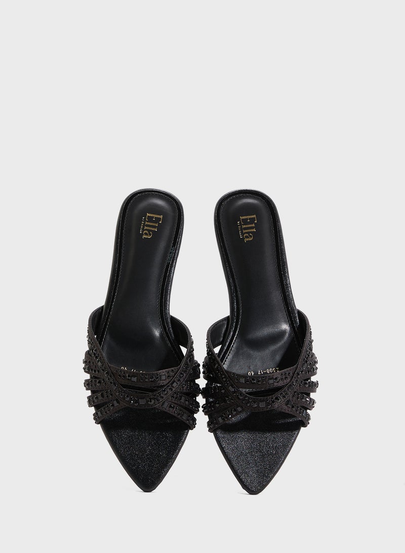 Ella Limited Edition Diamante Pointed Toe Flat Sandal  - Image 4