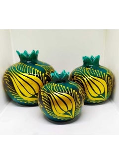 EGE A an Turquoise Tile Set of 3 Pomegranates  - Image 2