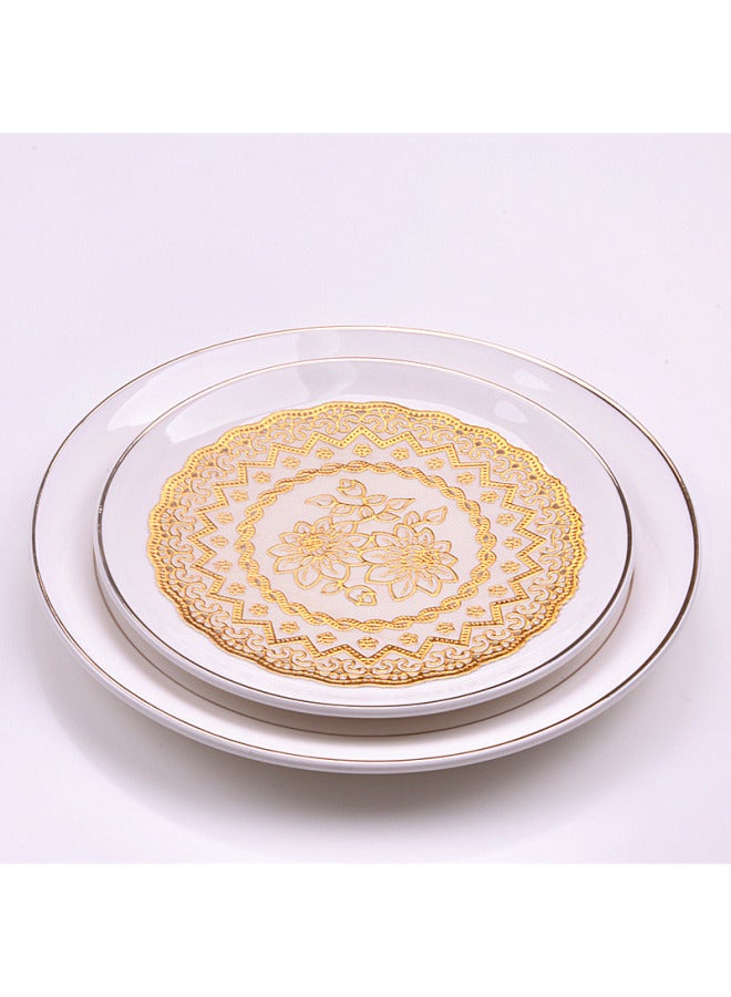 20cm European Style Foil Pvc Heat Insulation Round Cup Mat Vase Plate Tray Mat Hotel Decoration-Color:Golden Round Lotus-Specifications:20cm  - Image 3