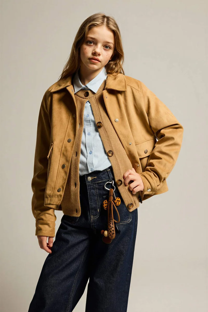 ديفاكتو Girl Crew Neck Puffer Jacket
