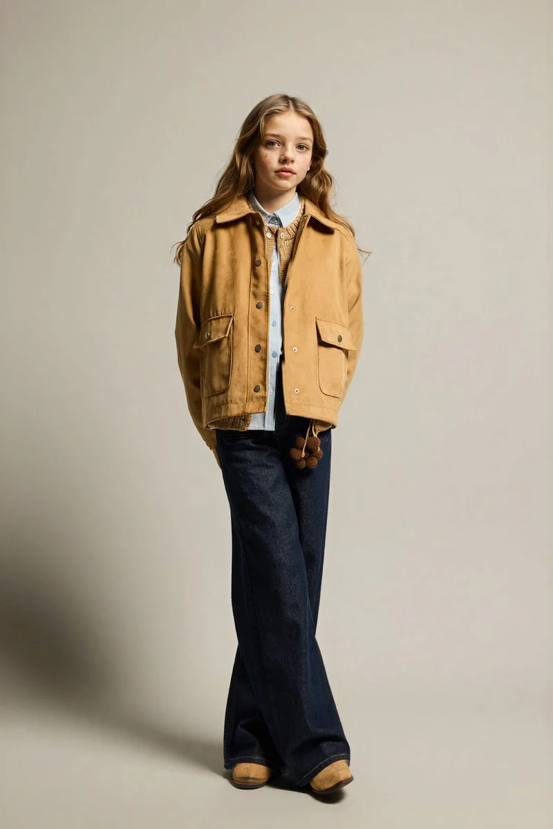 ديفاكتو Girl Crew Neck Puffer Jacket