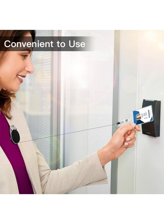 Soleebee 25'' Retractable Badge Reel With 360° Swivel Belt Clip And Key Ring, Heavy Duty Retractable Keychain Carabiner Id Badge Holder (Black) - Image 5