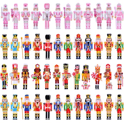 Hotop 48 Pcs Christmas Nutcracker Iron on Patches Colorful Sew on Embroidered Nutcracker Applique Repair Patch Soldier Figures Christmas Patches for Xmas Hat Clothing Backpack DIY Craft - Image 1