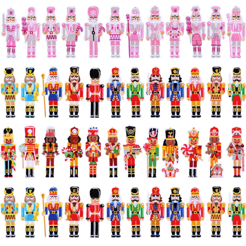 Hotop 48 Pcs Christmas Nutcracker Iron on Patches Colorful Sew on Embroidered Nutcracker Applique Repair Patch Soldier Figures Christmas Patches for Xmas Hat Clothing Backpack DIY Craft - Image 2