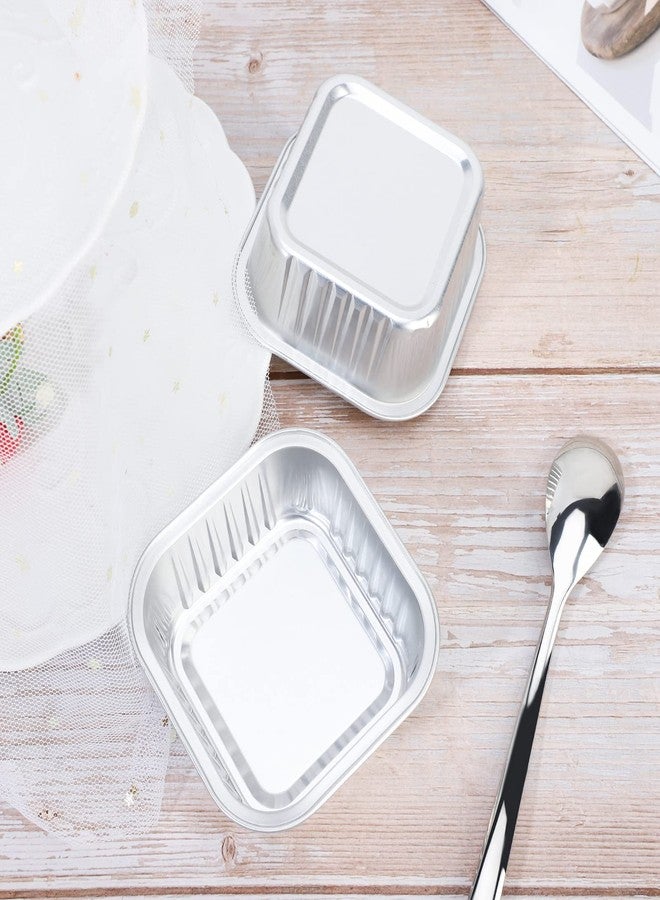 EUSOAR Disposable Ramekins with Lids, Silver 5oz 100pcs Creme Brulee Ramekin Disposable, Aluminum Foil Baking Cups,Creme Brulee Ramekins Muffin Square Cupcake Cups Pans with Lid - Image 5